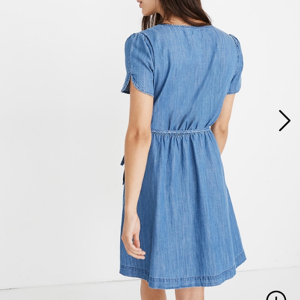 NWT $158 Madewell Denim Tulip Sleeve Wrap Dress - Picture 3 of 4